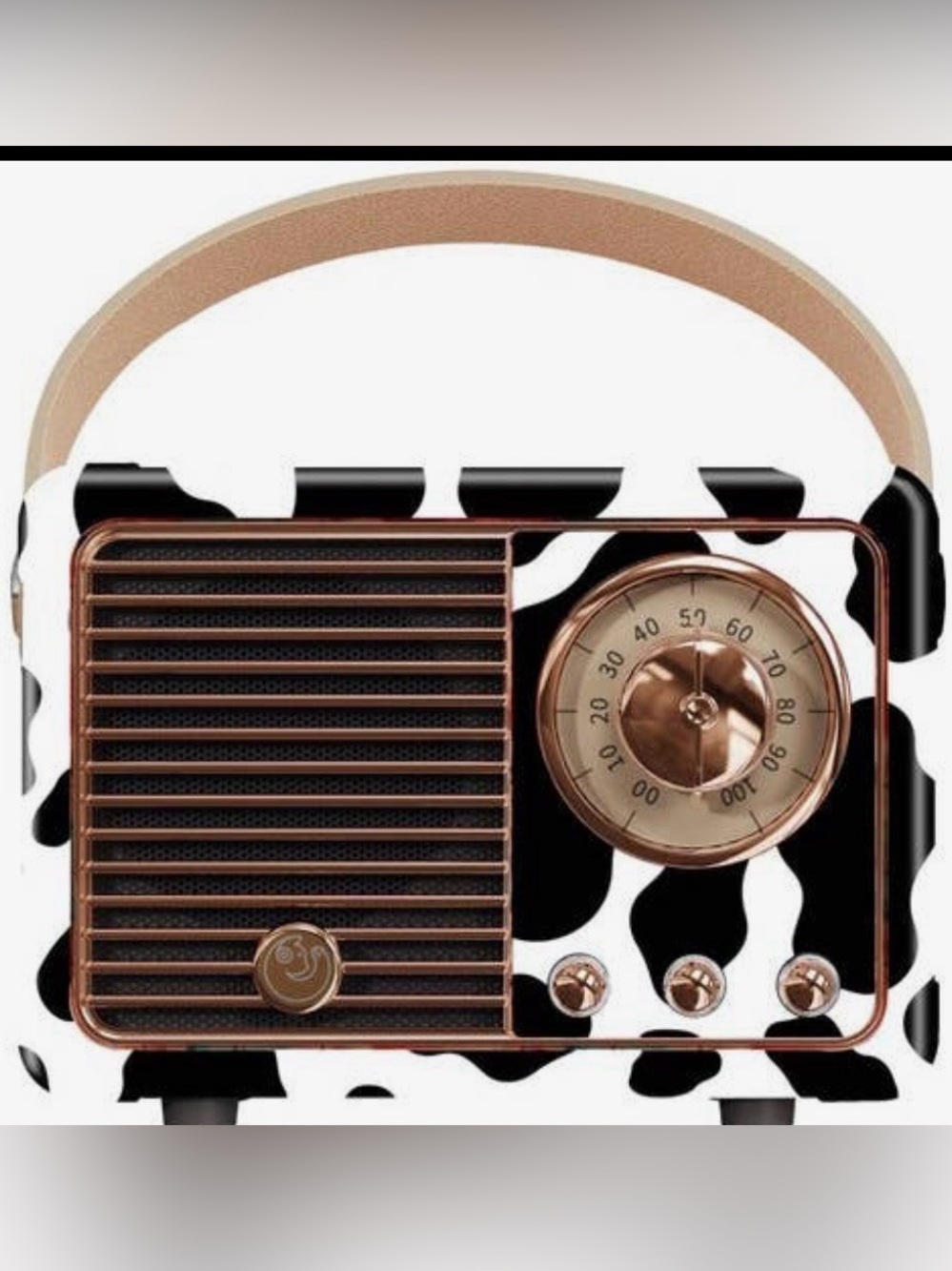 Retro Cowhide Pattern Bluetooth Vintage Speaker in Rose Gold and Black